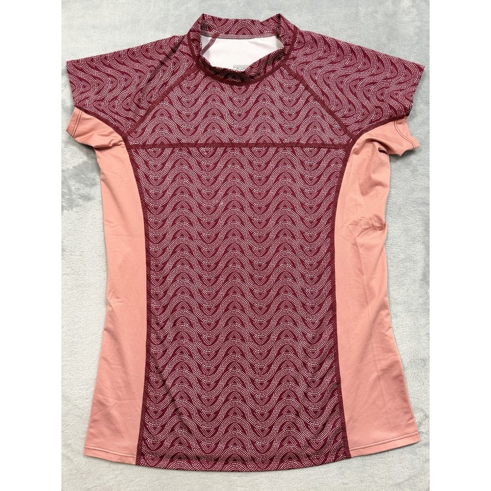 Patagonia Swim Shirt Rash Guard Womens Large Maroon Short Sleeve Swell Seeker